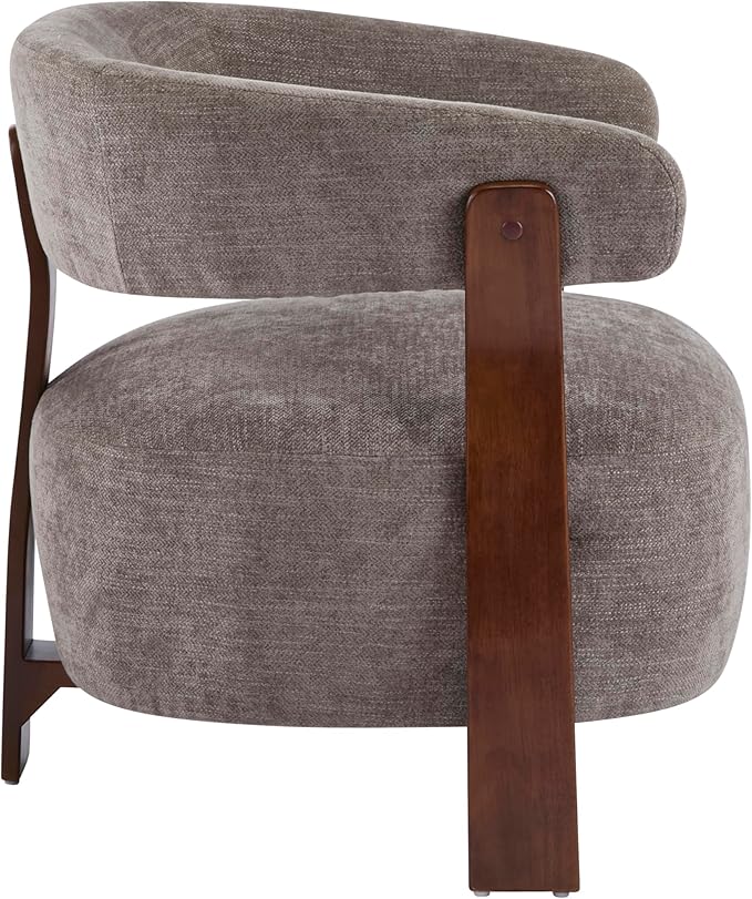 Christopher Knight Home Kled Upholstered Lounge Chair Indoor with Wooden Frame Modern Accent Chair for Living Room Comfy Reading Armchair with 3 Legs Design Thick Cushions Brown + Walnut