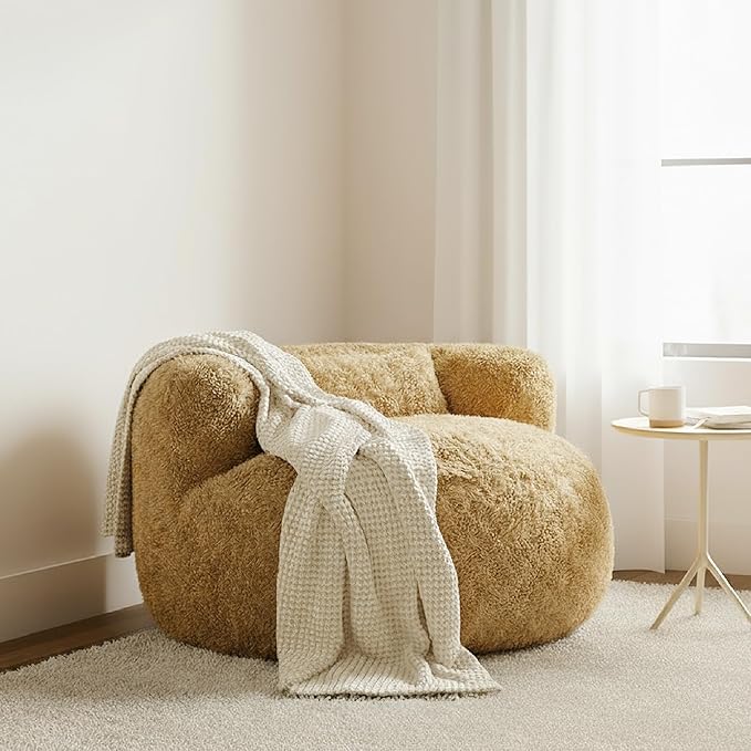 CHITA Compact Expandable Lounge Chair with Pillow Ideal for Living Room Golden Glow