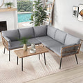 YITAHOME 4 Pieces Sectional Sofa Couch L-Shaped Sofa with 5 Seater for Living Room Detachable Lounger with Thickness Cushions and Side Table - Grey