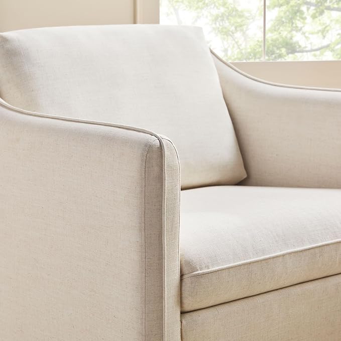Walker Edison Nash Modern Farmhouse Linen Swivel Accent Chair Cream