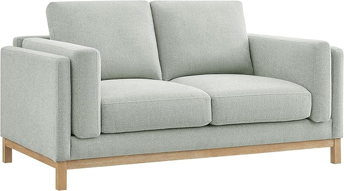Modway Roscoe 63 Inch Fabric Loveseat in Mist - Comfortable Upholstered 2 Seater Couch for Living Room Apartment or Office Seating