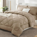 CozyLux Full Size Comforter Sets Taupe - 7 Pieces Bed in a Bag Full Luxury Soft Bed Set for All Seasons Bedding Set with Down Alternative Comforter Sheets Pillowcases &amp Shams
