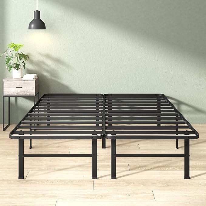 Zinus Rumi 14in Full Metal Bed Frame Quick Assembly SmartBase® Mattress Foundation Heavy Duty Sturdy Steel with No Box Spring Needed Eco-Friendly Packaging Black