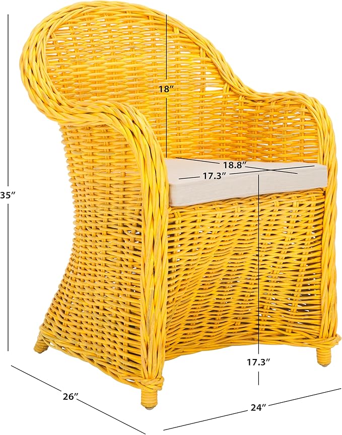 SAFAVIEH Home Collection Callista Yellow Wicker Club Chair