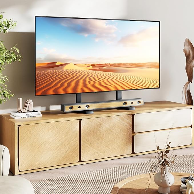 5Rcom Table Top TV Stand Universal TV Stand for 35-88 Inch with Height Adjustment TV Mount Stand Up to 150lbs for Curved Flat TVs with Cable Management Black