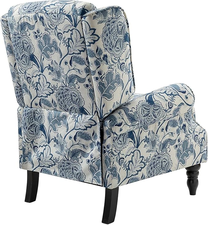 HULALA HOME Upholstered Wingback Recliner Chair Set of 2 Small Adjustable Footrest Push Back Single Reclining Sofa Mid Century Modern Lounge Armchair for Living Room Bedroom Reading/Jacobean