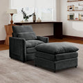 Tbfit Living Room Furniture Set Chair &amp Ottoman Modern Comfy Cloud Sofa Set Spring Seat Cushions Chenille Dark Gray