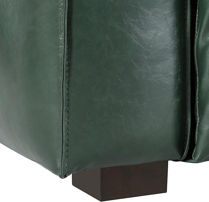 80.25 PU Leather Upholstered Couch Modern 3 Seater Sofa with Tufted Back and Square Arms Nailhead Sofa for Living Room Office Apartment Small Space Green