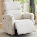 Oversized Power Recliner Chair Swivel Glider with Adjustable Headrest Swivel Rocking Recliner Chair for Adults 26 Extra Wide Glider Nursery Chair with Overstuffed Armrest USB Ports White