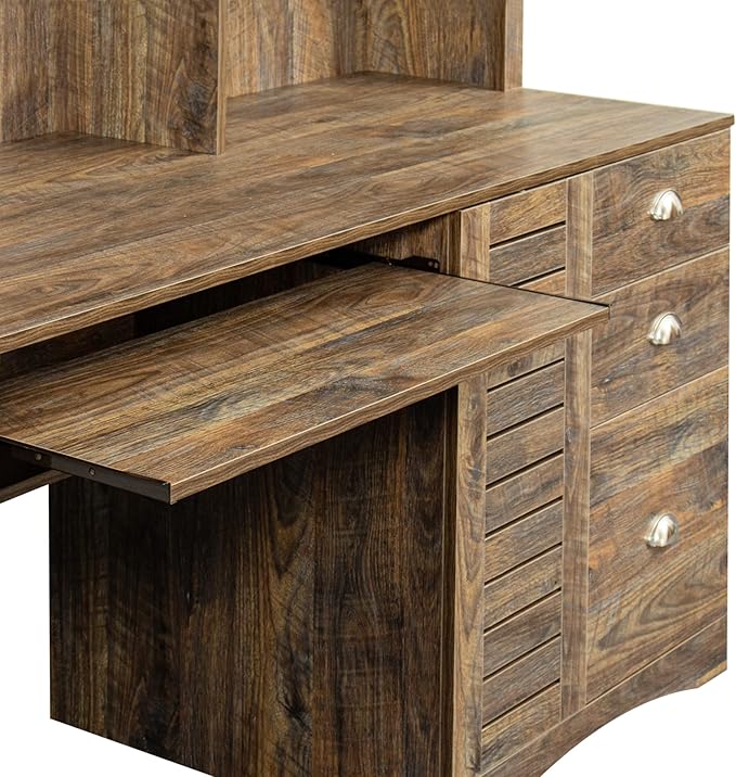 Home Office Computer Desk with Hutch Antiqued Paint Finish