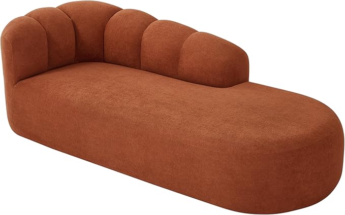 Christopher Knight Home Presie Upholstered Boneless Chaise Lounge Chair Indoor Comfy Chaise Lounge Sofa for Bedroom Modern Home Sofa Living Room No Assembly Required Burnt Orange