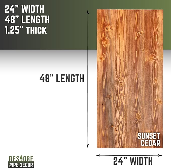 Restore by Pipe DÉCOR Solid Wood Office Desk Top Reclaimed Ponderosa Pine Wood in Sunset Cedar 48 in. x 24 in. x 1.25 in.
