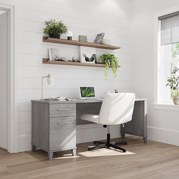 Bush Home 72-inch Home Office Desk with Drawers Large Computer Table for Personal Workspace Somerset Collection Platinum Gray