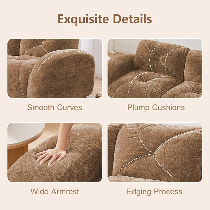 110 Sectional Modular Cloud Couch Boneless Couches with Deep Seat Convertible 3-Seater Sofa Set with 2 Ottomans for Living Room Bedroom Office Camel