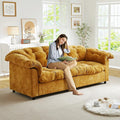Modern Sofa Couch 94.8W Chenille Tufted Fluffy Comfy Cloud Couch with Tutfted Design &amp Armrest Pillow Upholstered Oversized Loveseat Sofa for Living Room Bedroom Office Apartment Yellow