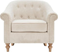 Martha Stewart Fayette Accent Chair for Living Room Bedford Collection Tufted Back Traditional Rolled Arms 6 Thick Removable Cushion Modern Farmhouse Furniture Bedroom Chair 35 Wide Cream