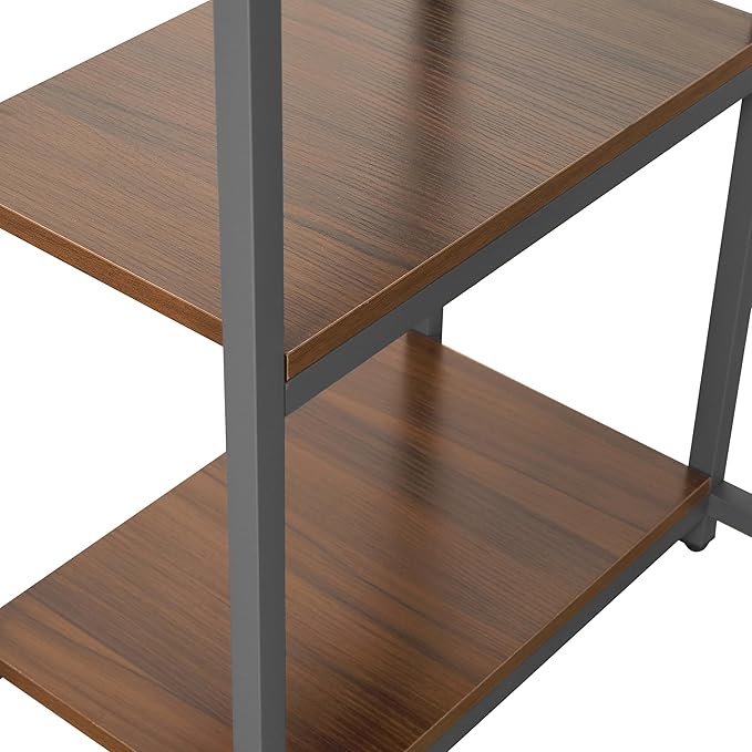 Techni Mobili Computer Desk - Industrial Writing Desk with Storage Shelves Monitor Stand &amp Accessory Holder - Home Office Laptop Computer Table with CPU Caddy &amp 2-Tier Small Bookshelf Space