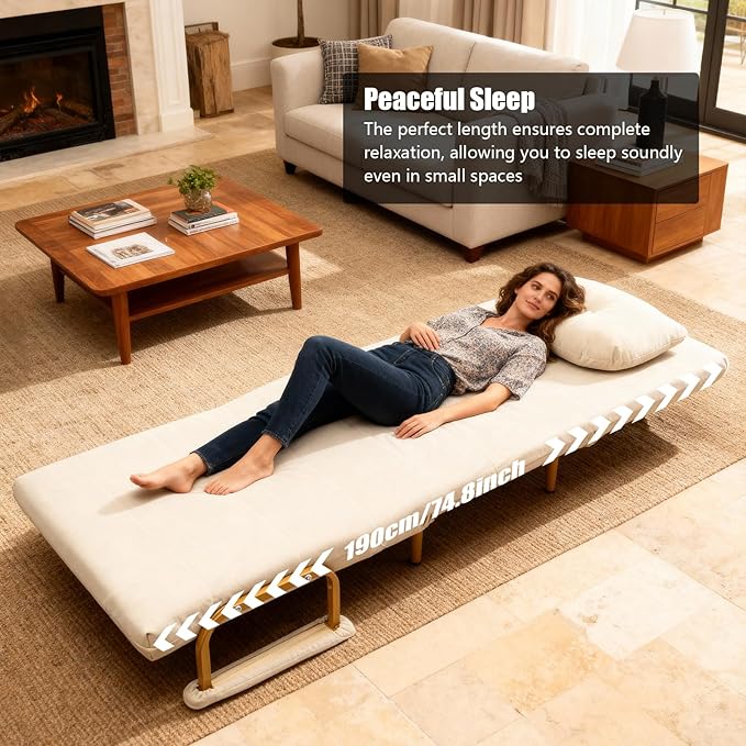 Convertible Sleeper Sofa Bed 3 in 1 Multi-Functional Sofa Chair Bed with 5 Position Adjustable Backrest Folding Sofa Bed Floor Single Chairs Fold Out Chair Beds for Living Room (Off-White)