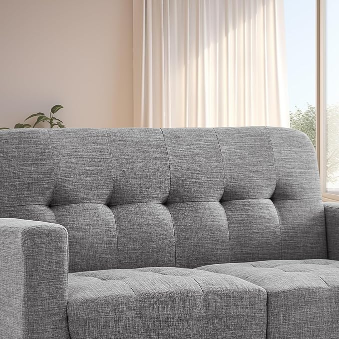 Rosevera Elena Contemporary Accent Armchair with Linen Upholstery Living Room Furniture Gray