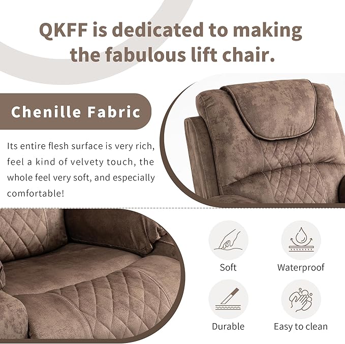 Large Power Lift Recliner Chair with Massage and Heat for Elderly Big and Tall People Dual Motor 180° Lay Flat Overstuffed Wide Velvet Recliners with 2 Cup Holders Side Pocket