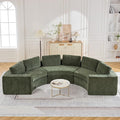 139'' Curved Round Boneless Couch Oversized Cloud Sofa with Deep Seat &amp Arms Chenille Modular Sectional Sofa with Pillows Upholstered Comfy 6 Seat Couch for Living Room Green