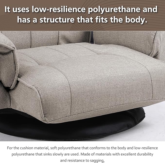 FLOGUOR 360 Degree Swivle Adjustable Floor Chair Chaise Lounge Indoor Folding Lazy Sofa with Armrests and Side Pocket Adults Gaming Chairs for Living Room Bedroom Factory Price 201 (BE)