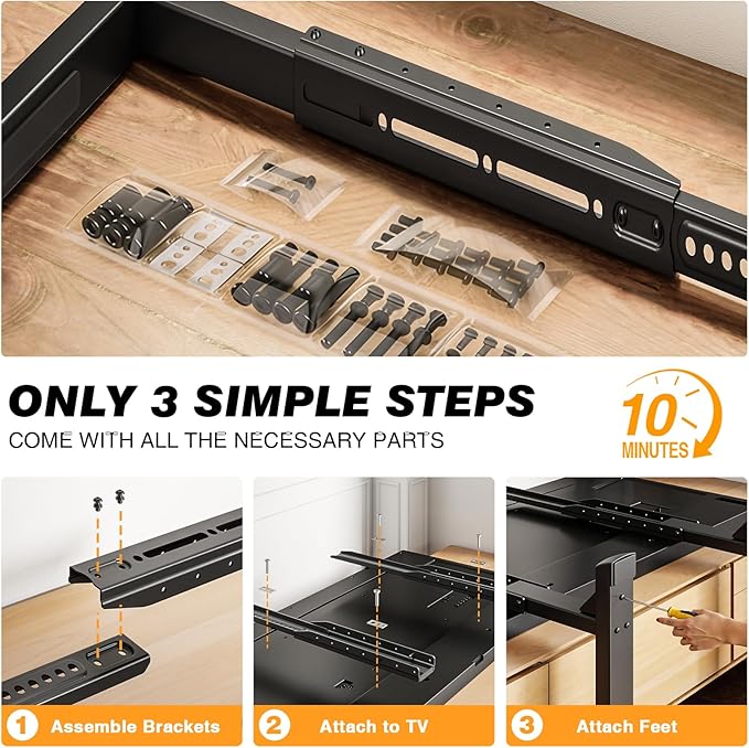 Universal TV Stand Mount for 24-80 inch Flat or Curved TVs Height Adjustable TV Legs Steel Table Top TV Base Holds up to 150 lbs Replacement TV Feet with Cable Management Max VESA 800x500mm Black