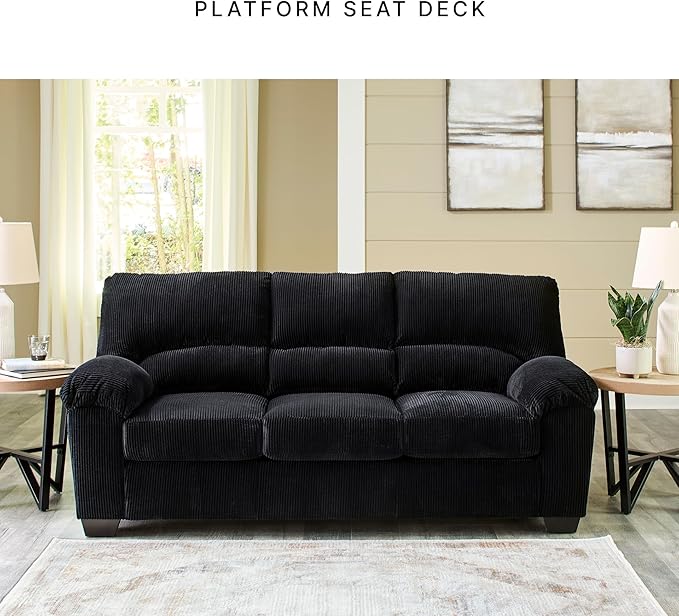 Signature Design by Ashley SimpleJoy Modern Sofa for Living Room Black