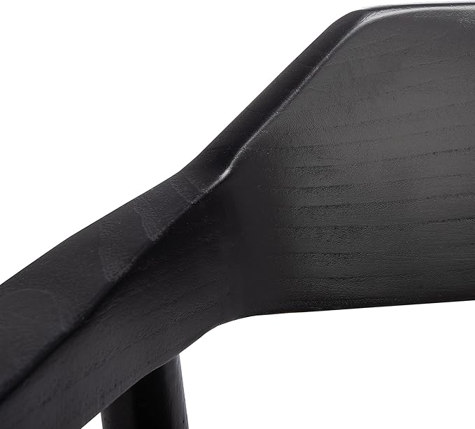SAFAVIEH Home Collection Munro Black Sungkai Wood/Black Leather Woven Accent Chair (Fully Assembled)