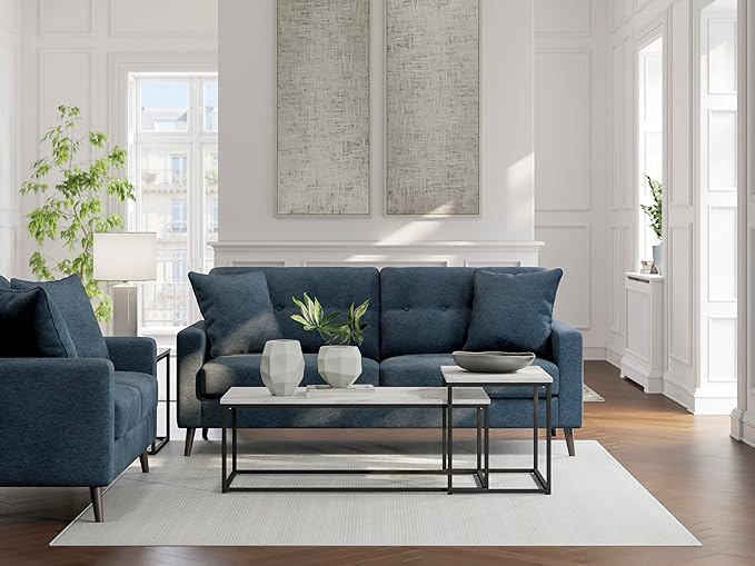 Signature Design by Ashley Bixler Classic Tufted Sofa with Removable Cushions Blue