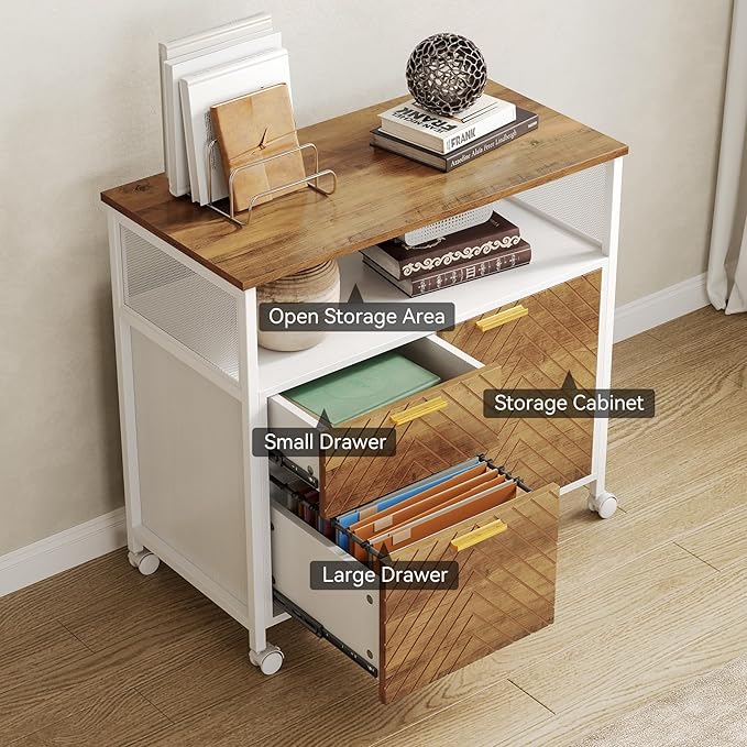 LITTLE TREE 63-Inch Office Desk with 31.5-Inch Lateral File Cabinet Study Writing Desk Computer Desk for Home Office