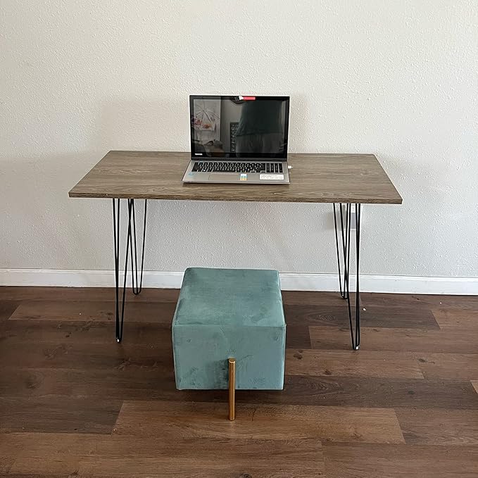 Home Office Desk Retro Black Hairpin Legs 43 Gray Oak Wood Writing Table Wooden Computer Desk Small Student Table Hairpin Grey Study Desk (Gray Wood)