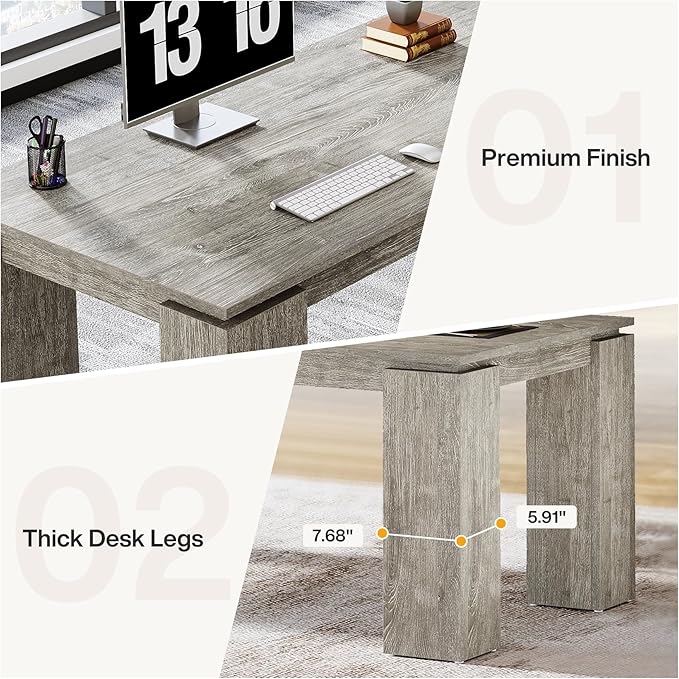 Tribesigns 86-Inch Wood Two-Person Office Desk Modern Double Computer Desk Extra Long Workstation Table for Home Office