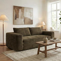 LIKIMIO 71 Loveseat Sofa in a Box - Plush Corduroy Deep Seat Couch No Assembly Required Space-Saving Design for Compact Living Room Apartment Home Office Brown