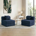 31.5'' Convertible Compressed Corduroy Folding Cloud Sofa Bed Set of 2 2 Pieces Modern Boneless Pull Out Sleeper Sofa Couch 3 in 1 Portable Floor Lounge Chair Set No Assembly Needed Navy Blue