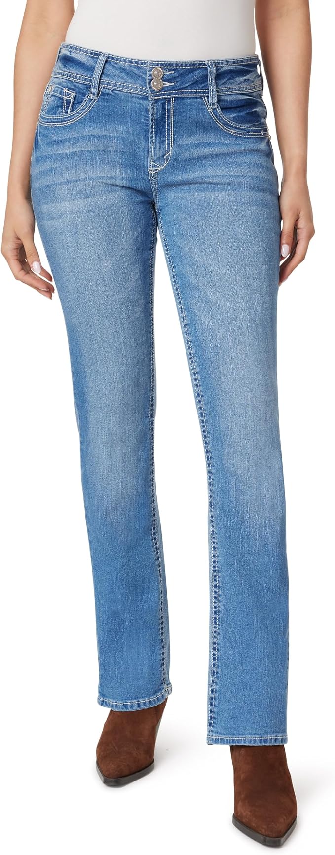 WallFlower Luscious Curvy Bootcut Jeans for Women Mid-Rise Insta Stretch Denim Size-Inclusive Juniors Jeans