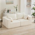 83'' Boneless Loveseat Sofa Comfy Deep Seat Sectional Cloud Couch No Assembly Corduroy Love Seat for Living Room Beige