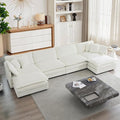 mikibama Modular Sectional Sofa 146.5 Inch U Shaped Couch Set for Living Room 4-Seater Comfy Cloud Couches with Two Movable Ottoman DIY Combination Chenille Beige
