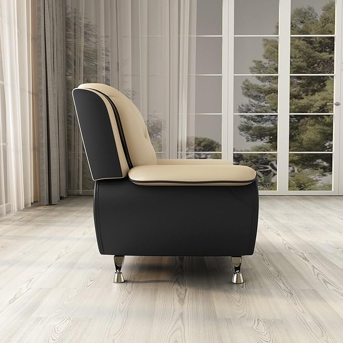 Michael Modern Faux Leather Upholstered Stainless Steel Legs Living Room Chair Camel/Black