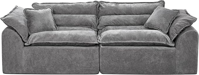 Hobestluk 104 Sectional Sofa Couches 3 Seater Modular Sofa Boneless Couch Cloud Couch with Removable Cushion Modular Sectional Couches for Living Room(Grey)