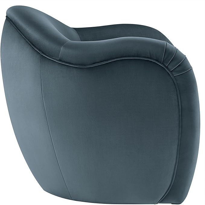 Modway Compose Barrel Chair with Performance Velvet Fabric in Cadet Blue – Upholstered Accent Armchair with Curved Backrest – Cozy Lounge Chair for Reading – Round Comfy Single Sofa Club Chair