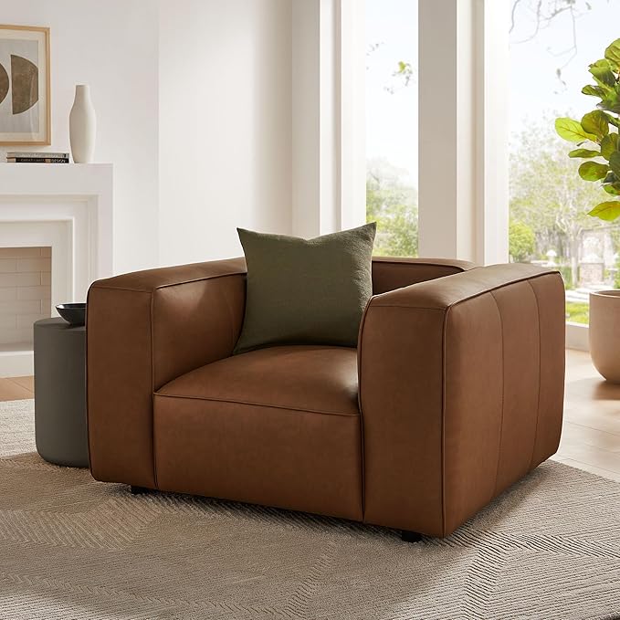 Auren Vegan Leather Modular Armchair in Coffee