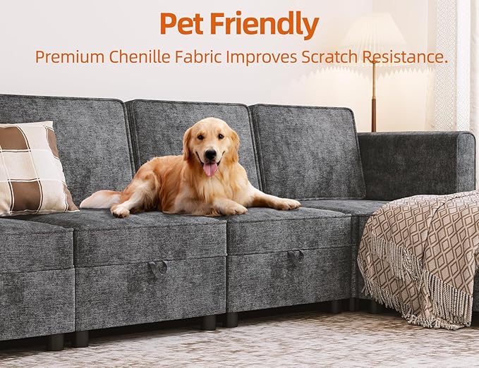 GAOMON Chenille Armrest Module for Modular Sectional Sofa 90°-180° Adjustable Sofa Armrest A Pair of Couch Armrests for Sectional Sleeper Sofa Gray