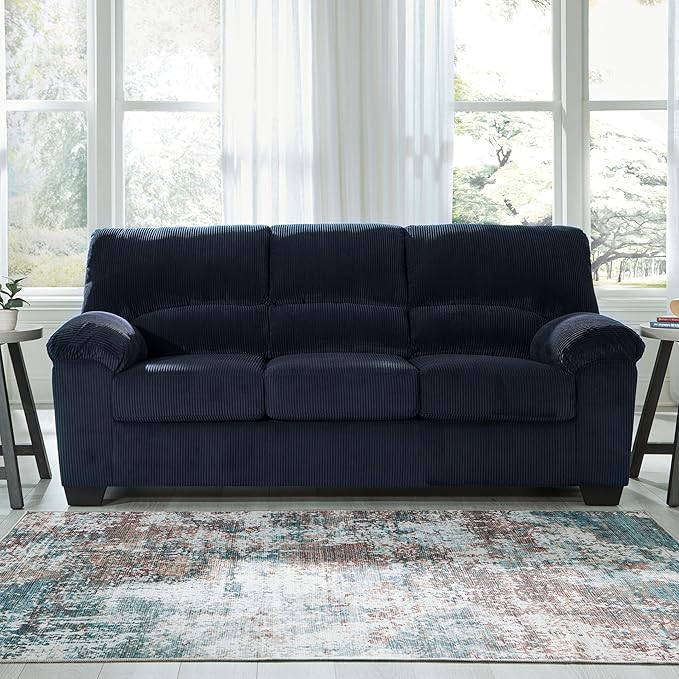 Signature Design by Ashley SimpleJoy Contemporary Sofa for Living Room Blue