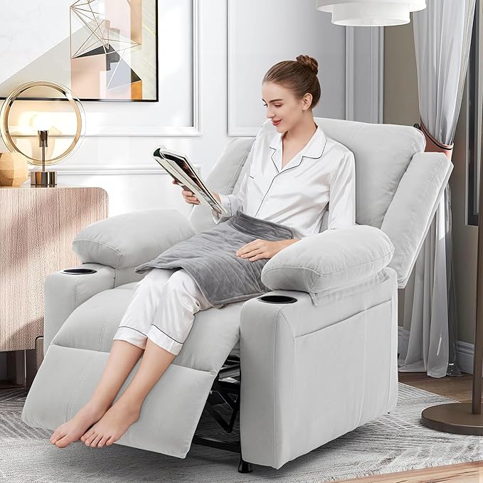 WENTMENT Recliner Chair for Living Room Massage Reading Sofa Adjustable Modern Reclining Chair for Living RoomWhite