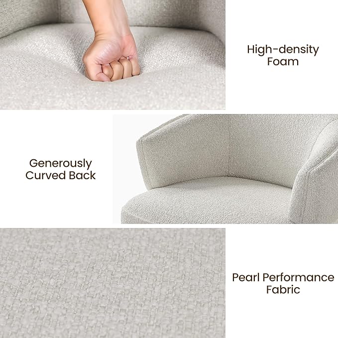RoyalCraft Swivel Accent Chair Fully Assembled Round Barrel Chairs Oversized Upholstered Armchair with 360-Degree Base Modern Club Chair for Living Room Bedroom Office Griege