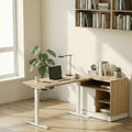 Electric Standing Desk with Storage Cabinet Adjustable Height Executive Desk with Credenza Home Office Workstation with A Engineered Wood 1.18 Solid Desktop White Walnut