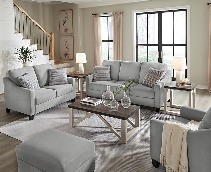 Signature Design by Ashley Adlai Casual Sofa with 2 Toss Pillows Light Gray