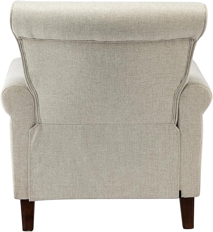Modern Upholstered Accent Chair with Wood Legs Wingback Armchair with Removable Cushion Comfy Nailhead Trim Lounge Chair Single Sofa Reading Chairs for Living Room Bedroom