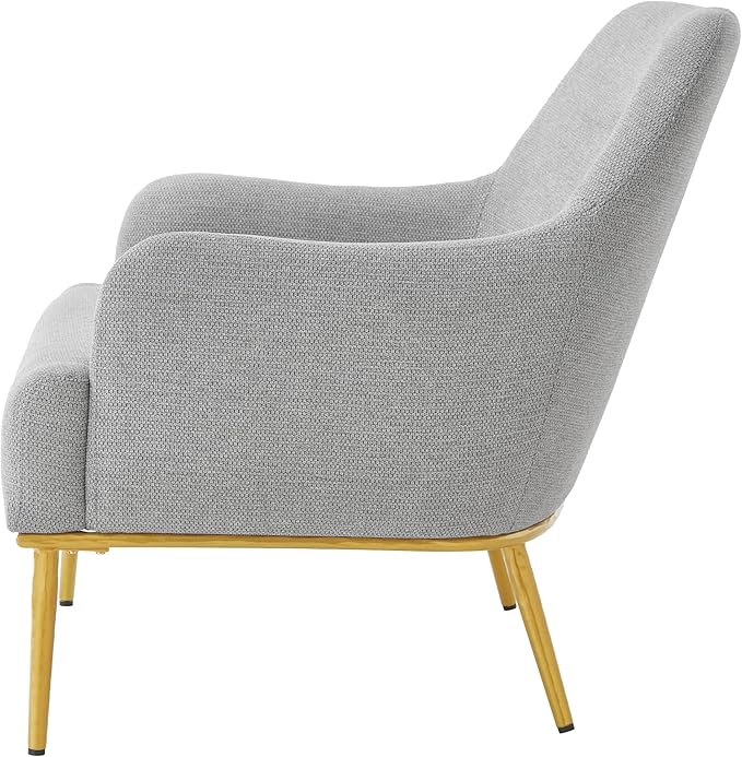 Christopher Knight Home Justin Modern Accent Chair with Metal Legs Chenille Upholstered Lounge Chair Indoor Curved Backrest Armchair Soft Cushion Seating for Living Room Reading Home Light Gray
